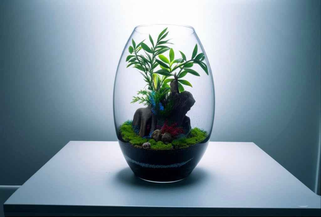 Stylish DIY Terrarium Kit - unique 8 inch Glass with live plants