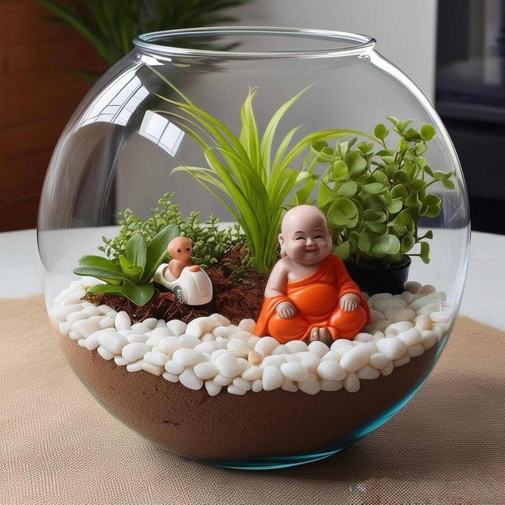 Round DIY Terrarium Kit with Live Plants included (Large) - COZY GARDEN