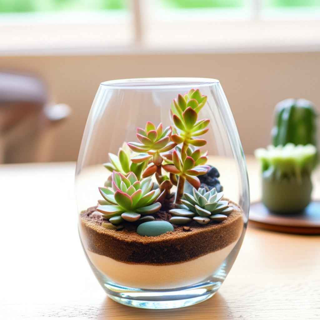 Stylish DIY Terrarium Kit - unique 8 inch Glass with live plants