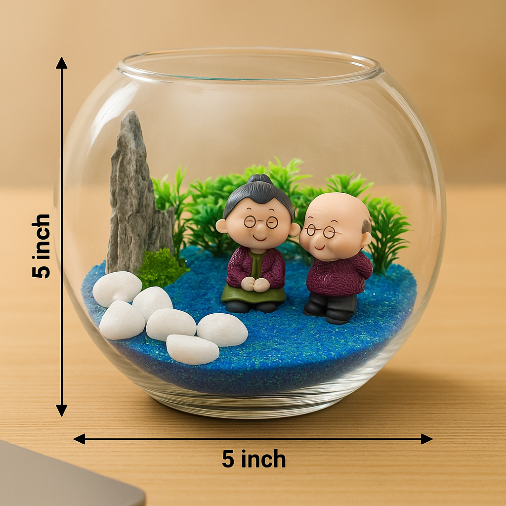 Cute Old Couple Miniature Garden – Table Top Decor - COZY GARDEN