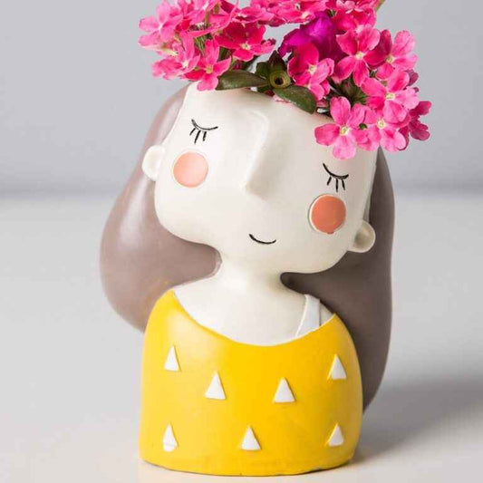Cute Girl Resin Succulent Pot