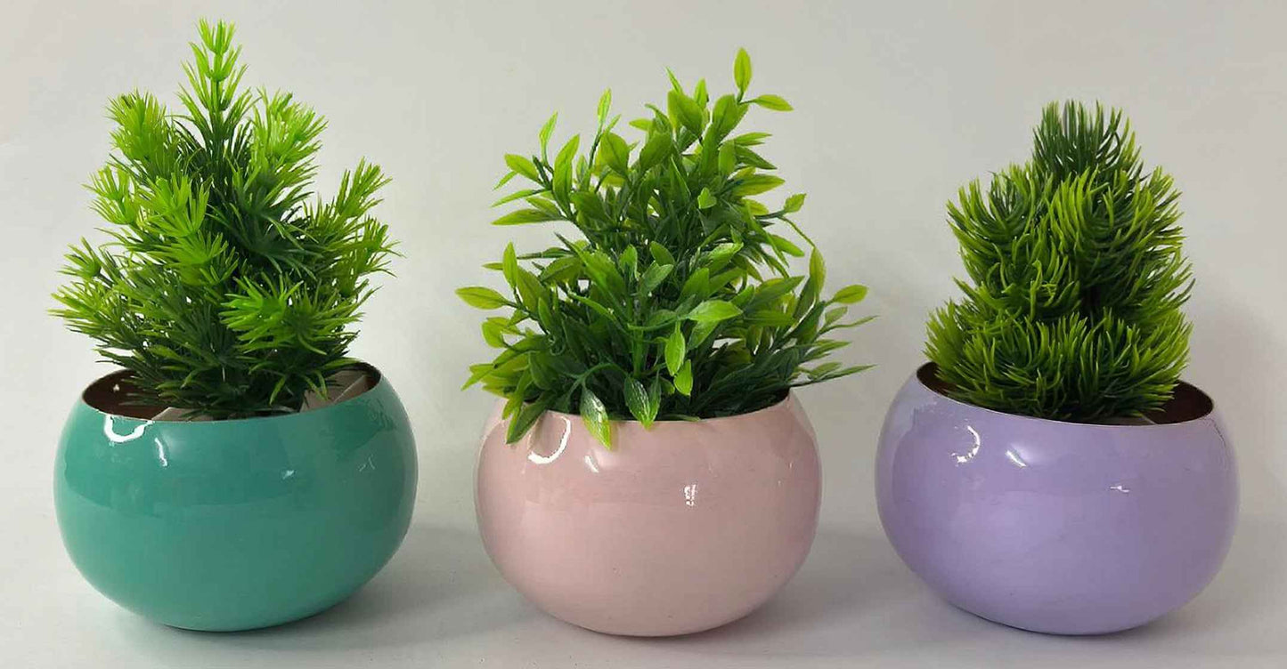 Round Multi Colour Pot Planter - Set of 3