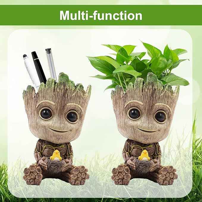 Groot Resin Planter Cum Pen Stand (6 inch)