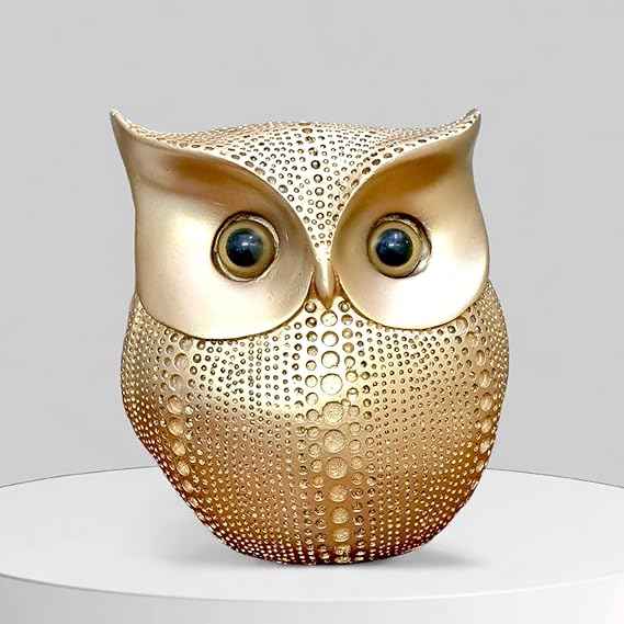 Modern Classy Lucky Owl Resin Statue for Food Luck Art Figure Showpiece | Home Decor Showpiece Good Luck and Prosperity