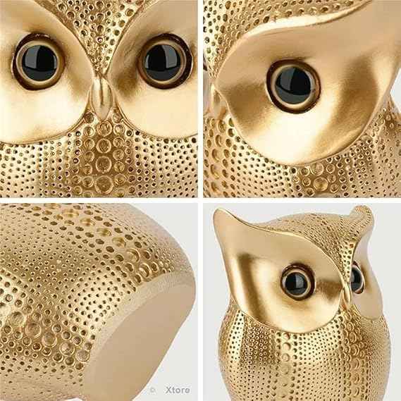 Modern Classy Lucky Owl Resin Statue for Food Luck Art Figure Showpiece | Home Decor Showpiece Good Luck and Prosperity