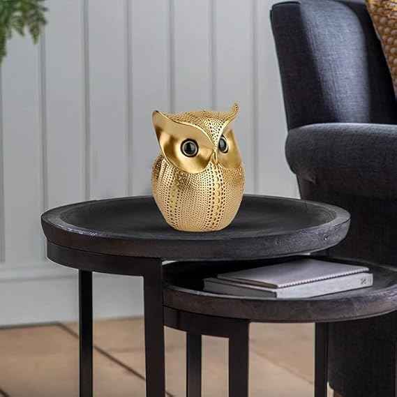 Modern Classy Lucky Owl Resin Statue for Food Luck Art Figure Showpiece | Home Decor Showpiece Good Luck and Prosperity