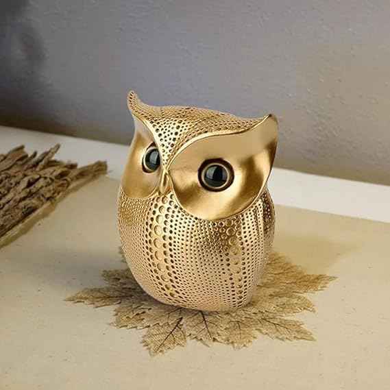 Modern Classy Lucky Owl Resin Statue for Food Luck Art Figure Showpiece | Home Decor Showpiece Good Luck and Prosperity