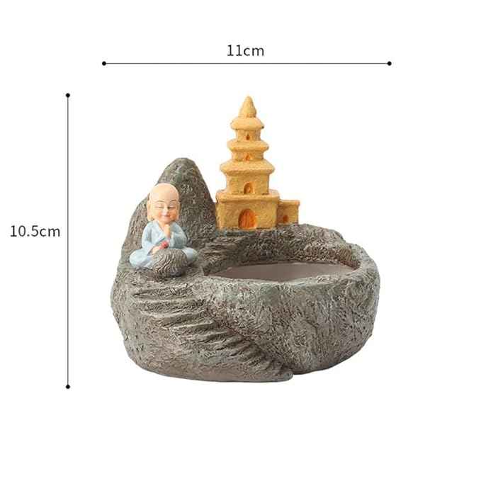 Monk with Temple Resin Succulent Pot