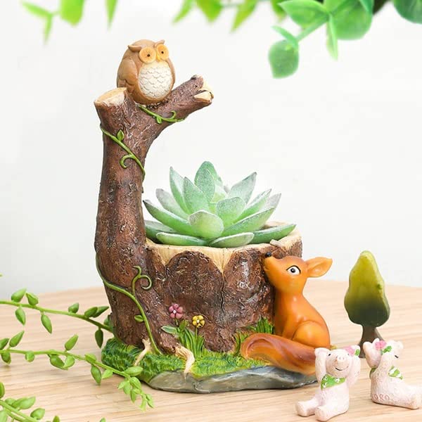 Owl and Squirrel Shape Poly Resin Cute Planter Pot - COZY GARDEN