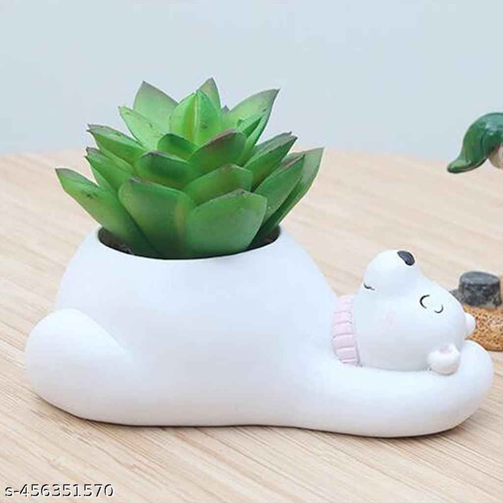 Sleeping Polar Bear Resin Pot