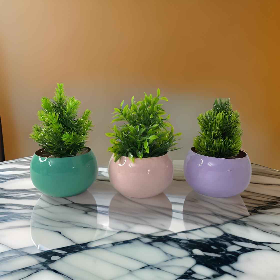 Round Multi Colour Pot Planter - Set of 3