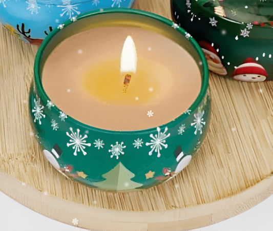 Christmas Decorative Tin Candle | Soy Wax & Vanilla Fragrance