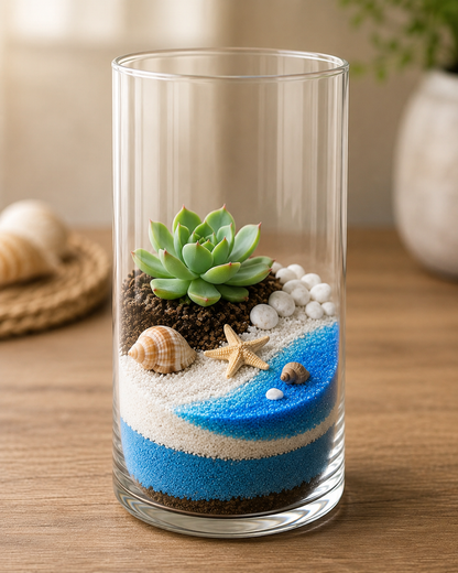 Ocean Oasis DIY Terrarium Kit – Create Your Own Beach Paradise (XL, 9 Inches)
