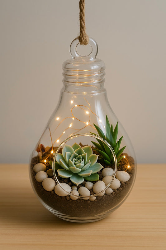 Stylish DIY Terrarium Kit - Bulb Shaped (8 inch) - COZY GARDEN