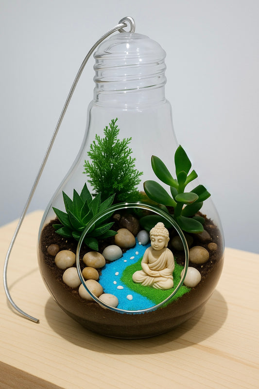 Stylish DIY Terrarium Kit - Bulb Shaped (6 inches) - COZY GARDEN