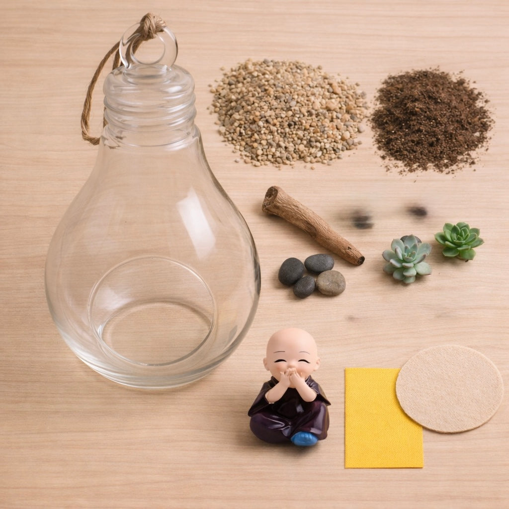 Stylish DIY Terrarium Kit - Bulb Shaped (6 inches) - COZY GARDEN