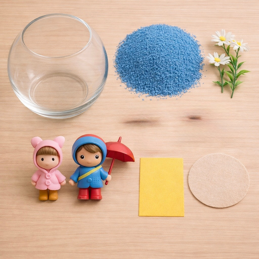 Cute Rainy Couple Miniature Garden Kit – Table Top Decor - COZY GARDEN
