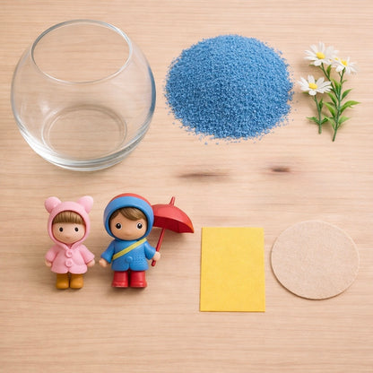 Cute Rainy Couple Miniature Garden Kit – Table Top Decor - COZY GARDEN