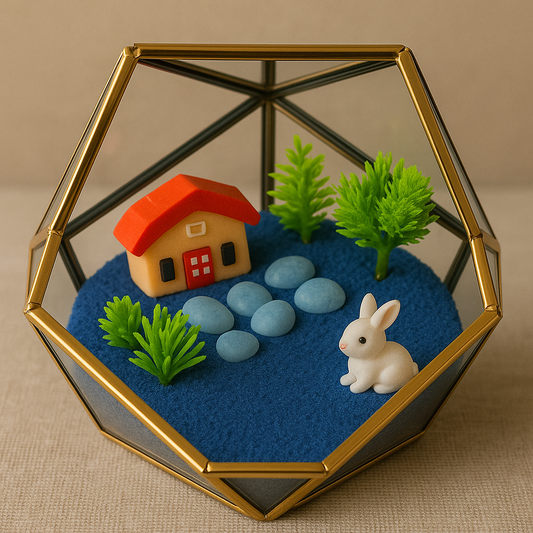Stylish Half Octagon Mini Zen Garden DIY Kit - COZY GARDEN