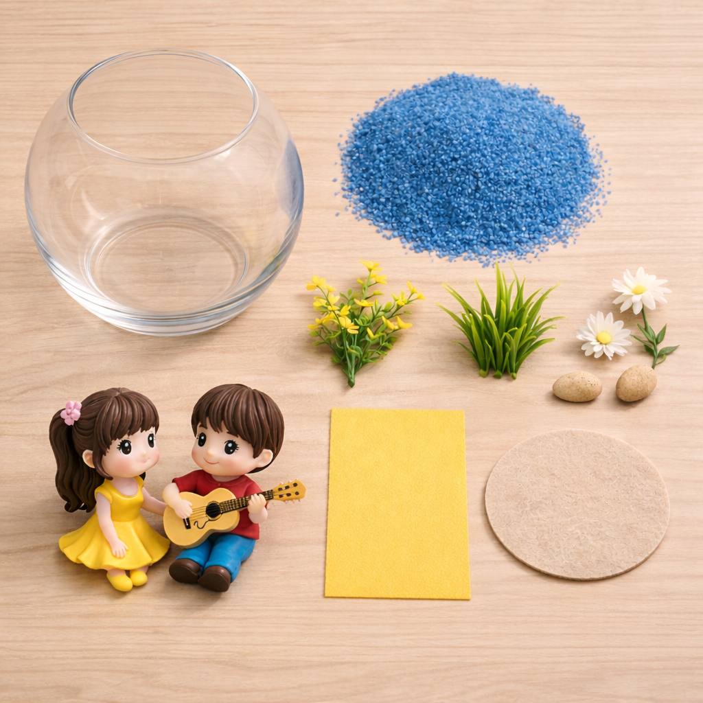 Cute Romantic Couple Mini Garden DIY Decor| Handmade Love Showpiece in Glass Bowl | Cute Home Decor & Gift for Couples - COZY GARDEN