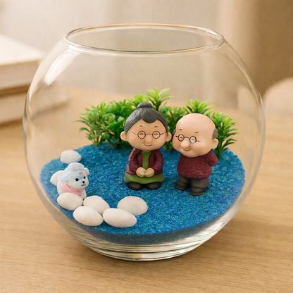 Cute DIY Old Couple Miniature Garden – Table Top Decor - COZY GARDEN