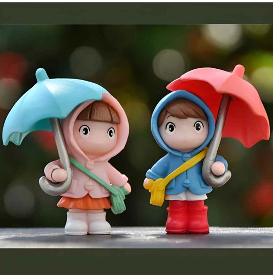 Miniature Cute Couple Holding Umbrella - a cute gift and decor