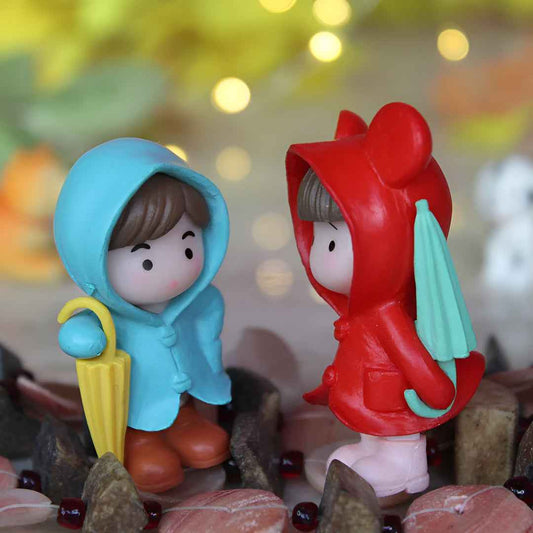 Miniature Couple Holding Umbrella - a cute gift and decor