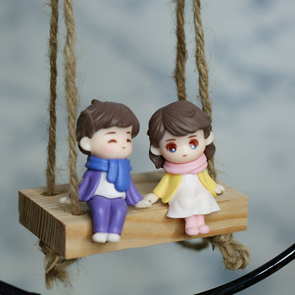 Cute Sitting Couple Miniature - Gift & Home Decor Figurine - COZY GARDEN