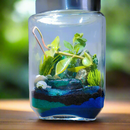 DIY Mini Oasis Terrarium with Colorful Sand and live plants included (8 Inch Jar) - COZY GARDEN