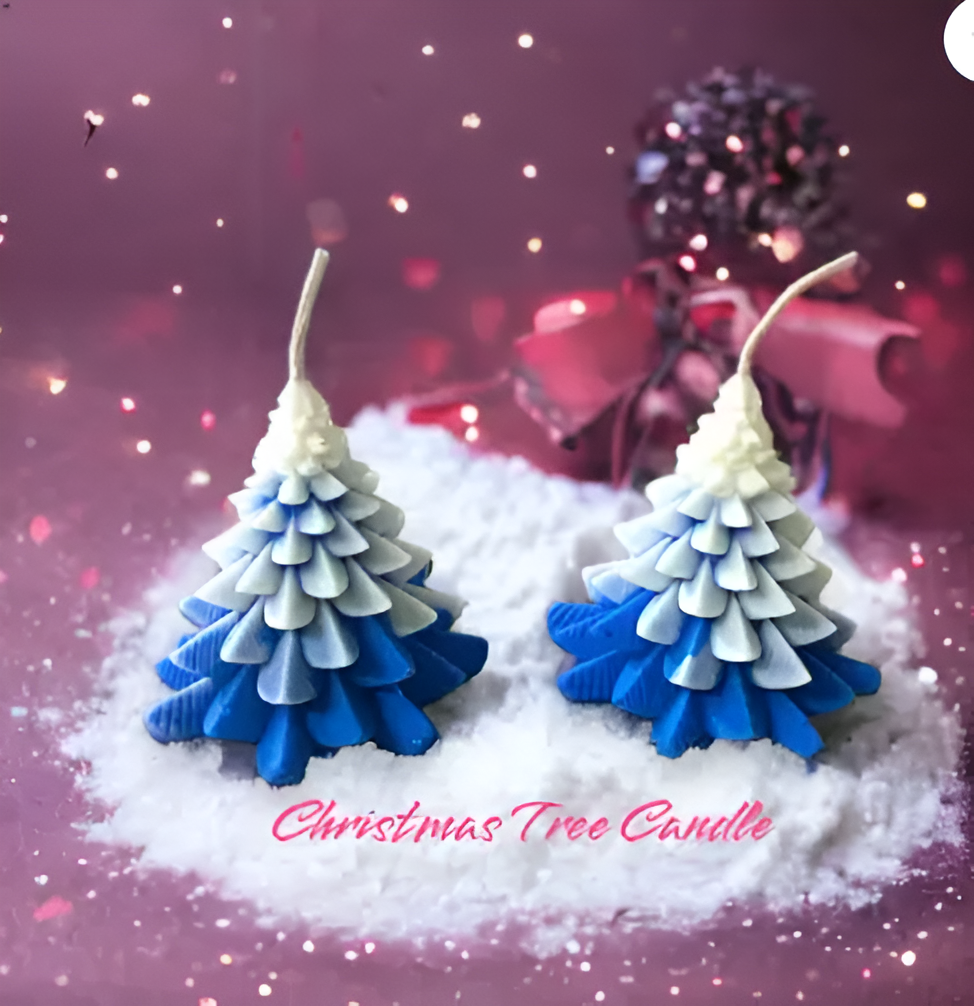 X-Mas Christmas Tree Scented Candle - Single - Soy Wax (Blue and White)
